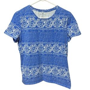Talbots Blue and White Patterned Top